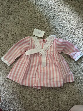 Pink Striped Sailor-Style Kids Formal Dress